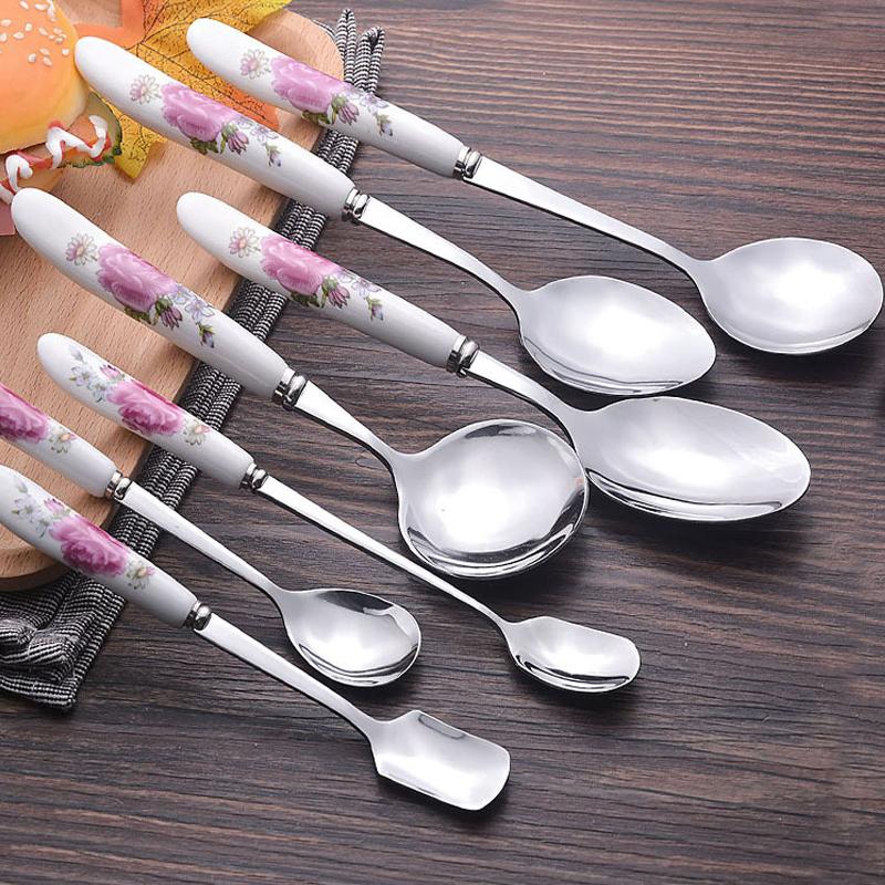 Vacclo Ceramic Handle Flower Coffee Spoon Stainless Steel Dessert Spoons Fruit Salad Fork Elegance Kitchen Tableware Supply 
Vacclo Ceramic Handle Flower Coffee Spoon Stainless Steel Dessert Spoons Fruit Salad Fork Elegance Kitchen Tableware Supply