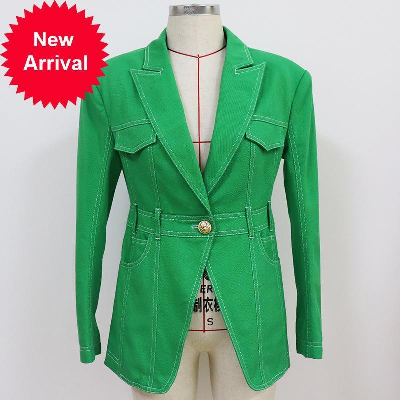 Lane 2021 New Autumn Fashions Chic Line Decoration Button Denim Blazer Green Jacket Luxury Upper Garments EK2F, Beige
Lane 2021 New Autumn Fashions Chic Line Decoration Button Denim Blazer Green Jacket Luxury Upper Garments EK2F, Beige