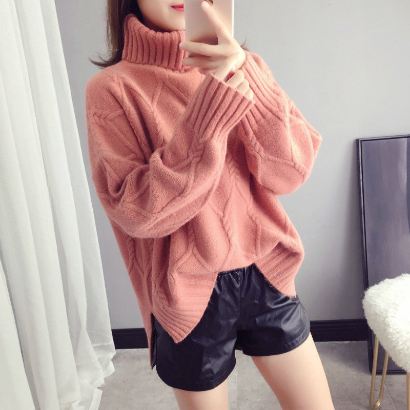 Winter Womens Turtleneck Warm Sweater Female Long Sleeve Thick Knitted Sweaters Casual Loose Wool Pullovers Outwear 201223