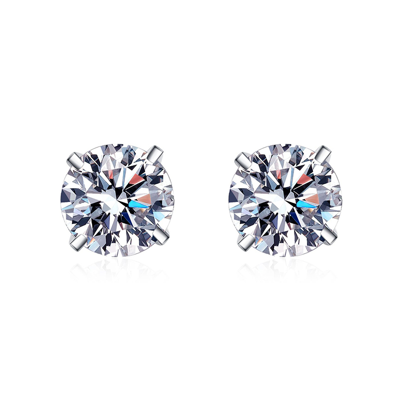 Real 0.4-4 Carat Stud Earrings for Women Men Solid 925 Sterling Silver Solitaire Round Diamond Earrings Fine Jewelry 220211