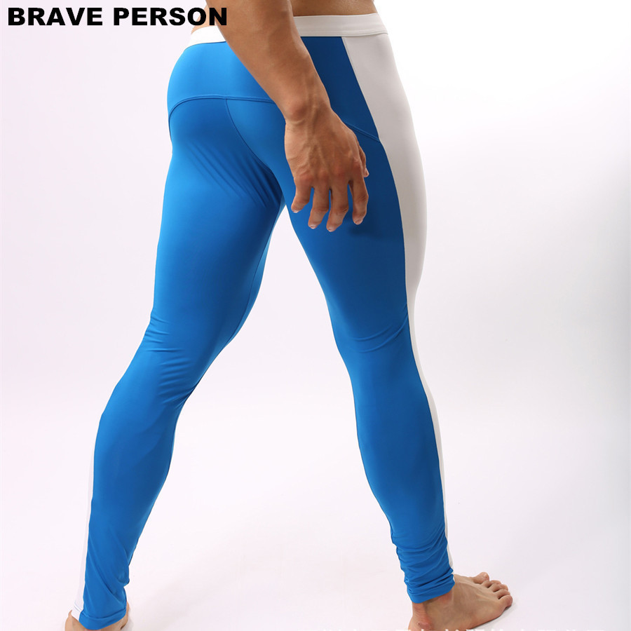 BRAVE PERSON Men's Fashion Soft Tights Leggings Pants Nylon Spandex Underwear Pants Bodybuilding Long Johns Men Trousers B1601 201023