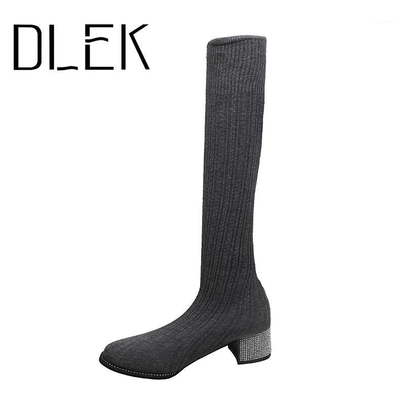 Overknee Boots Ladies Shoes Woven Sock Shoes Slip-on Black Grey Middle Crstal Bling Heel Sexy Versatile Elasticr Long Boots1
Overknee Boots Ladies Shoes Woven Sock Shoes Slip-on Black Grey Middle Crstal Bling Heel Sexy Versatile Elasticr Long Boots1