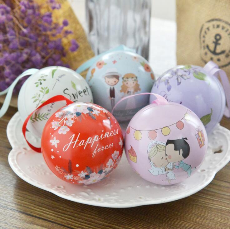 Wedding candy box 2020 round metal wedding favor box for guests gift supplies