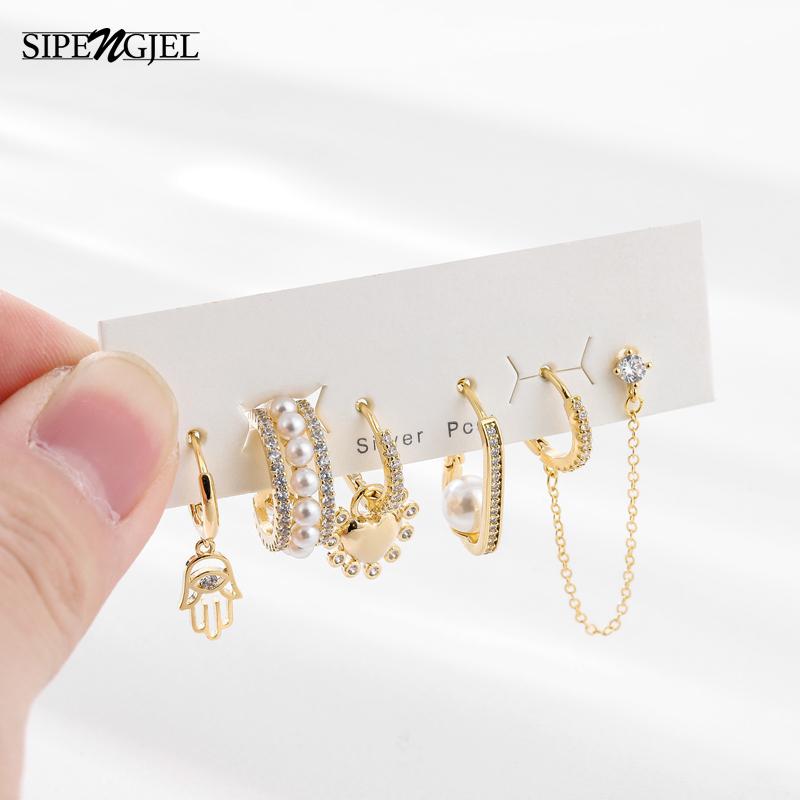 fashion 6 pcs Pearl Hoop earrings Set mirco cz crystal earings for women Korea Style Fashion Jewelry Wholesale
fashion 6 pcs Pearl Hoop earrings Set mirco cz crystal earings for women Korea Style Fashion Jewelry Wholesale