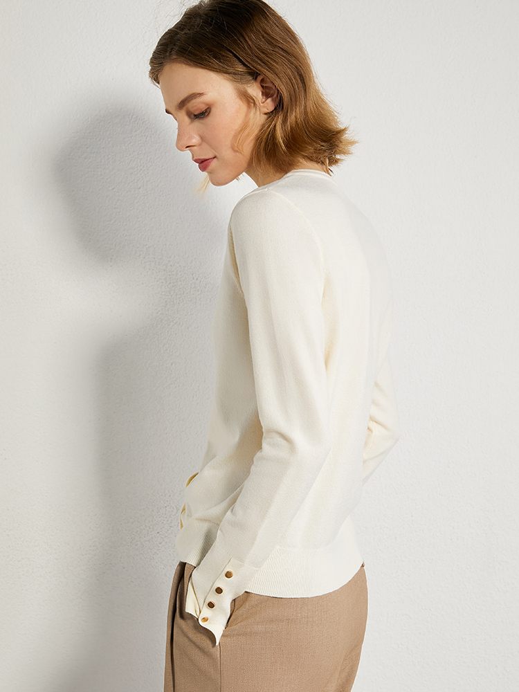 AMII Minimalism Autumn Causal Women Knitted Sweater Solid Oneck Full Sleeve Singlebreasted Female Knitted Coat 12040871 201017