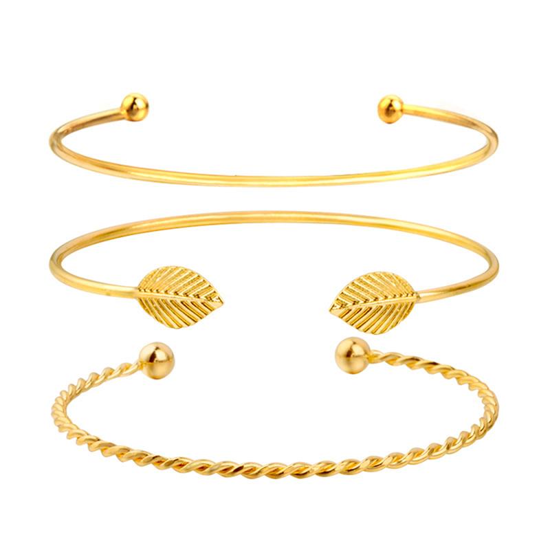 Charm Bracelets 3PCs Gold Leaf Twist Chain Bangles For Women Vintage Fashion Simple Open Set Hand Wrist Exquisite Jewelry
Charm Bracelets 3PCs Gold Leaf Twist Chain Bangles For Women Vintage Fashion Simple Open Set Hand Wrist Exquisite Jewelry