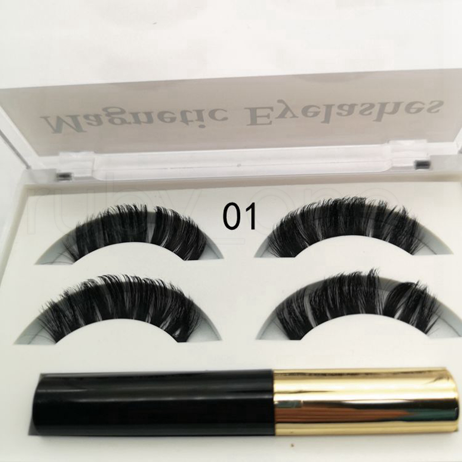 Magnetic Eyelashes Eyeliner Set Magnetic Natural Long Waterproof False Eyelashes Extension Eye Makeup Tools Set De Delineador De Ojos Con Pestanas Mag