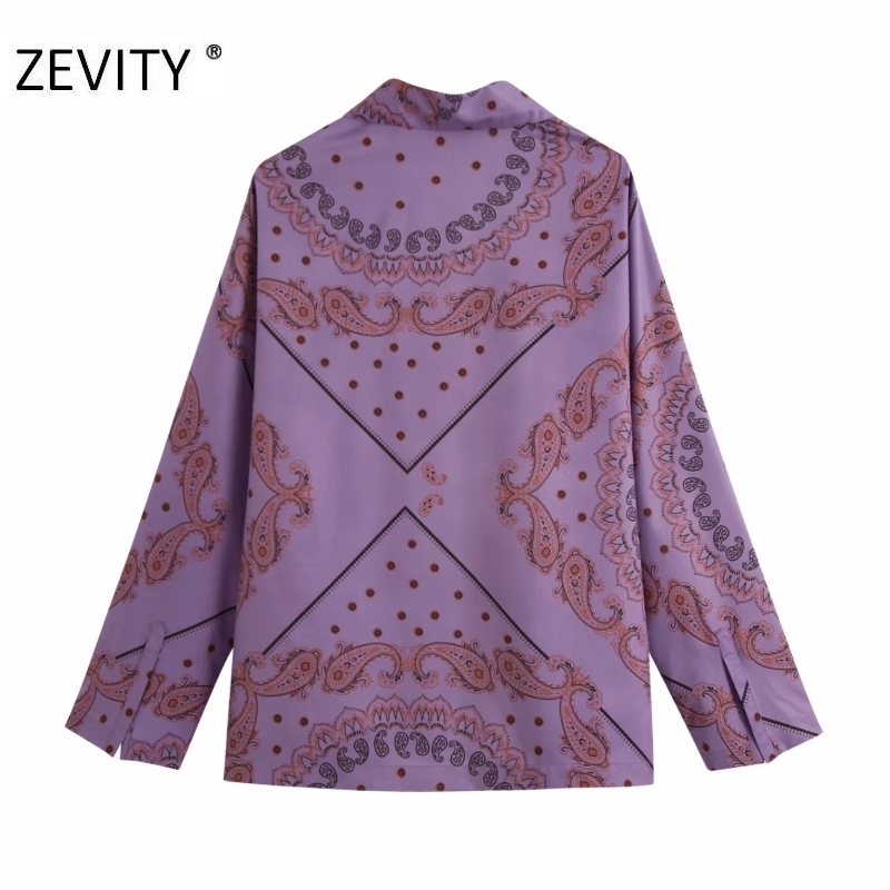 ZEVITY women vintage totem paisley flower print casual kimono smock blouse shirts female pockets roupas chic chemise tops LS7132 201130