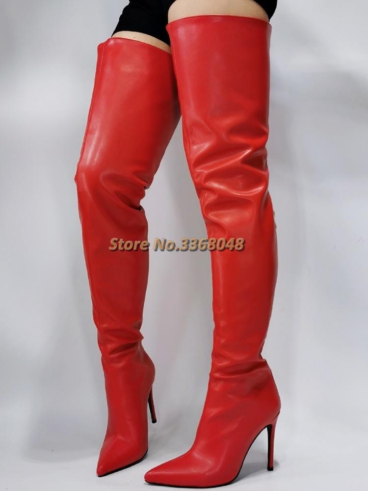 Red Matte Leather Over The Knee Thigh High Dress Women Boots Sexy Pointed Toe Stiletto Heel Back Zipper Custom Made Leather Boot
Red Matte Leather Over The Knee Thigh High Dress Women Boots Sexy Pointed Toe Stiletto Heel Back Zipper Custom Made Leather Boot