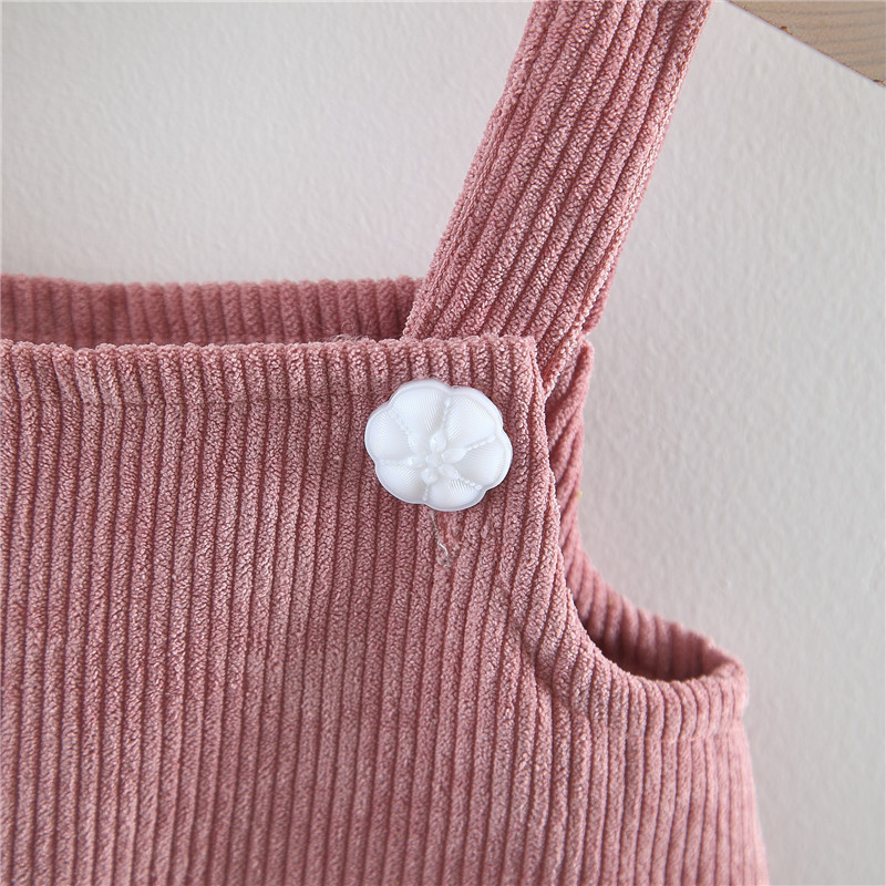 Humor Bear Girls Autumn Korean Children's Clothing Doll Collar Long Sleeve Strap Dress Suit Baby Kids Clothing Suit LJ201223