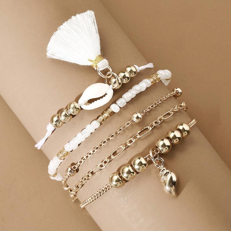 European And American New Marine Series Shell Bracelet Set Fashion Creative Holiday Style Tassel Bracelet
European And American New Marine Series Shell Bracelet Set Fashion Creative Holiday Style Tassel Bracelet