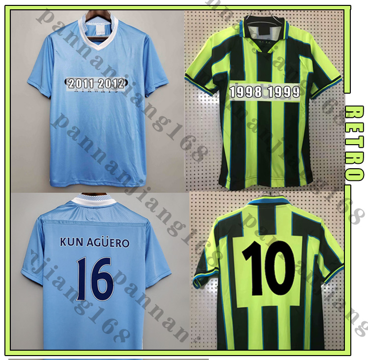 City 1998 1999 Paul Dickov Goater Wiekens retro soccer jersey 2011 2012 Tevez Kun Aguero Silva classic vintage football shirt
City 1998 1999 Paul Dickov Goater Wiekens retro soccer jersey 2011 2012 Tevez Kun Aguero Silva classic vintage football shirt
