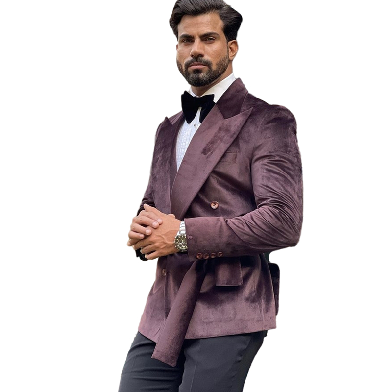 2022 Latest Velvet Men Suits With Belt Custom Made Wedding Tuxedos Terno Masculino Prom Groom Formal Wear 2 Pieces Slim Fit Blazer Mens Suit For Weddi