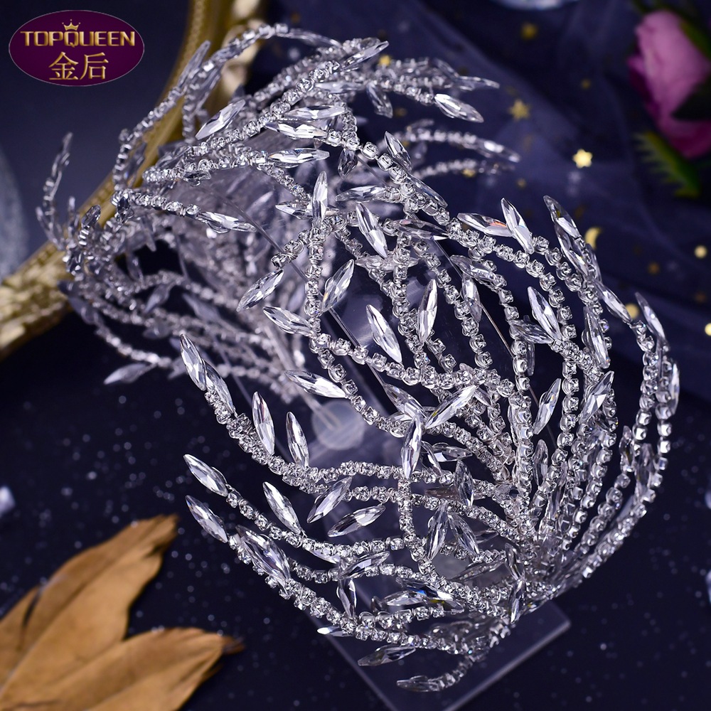 Wedding Crystal Diamond Bridal Tiara Baroque Beautiful Crown Bride Ladies Jewelry Diamond Crowns Bride Wedding Crown Accessories European Retro Palace