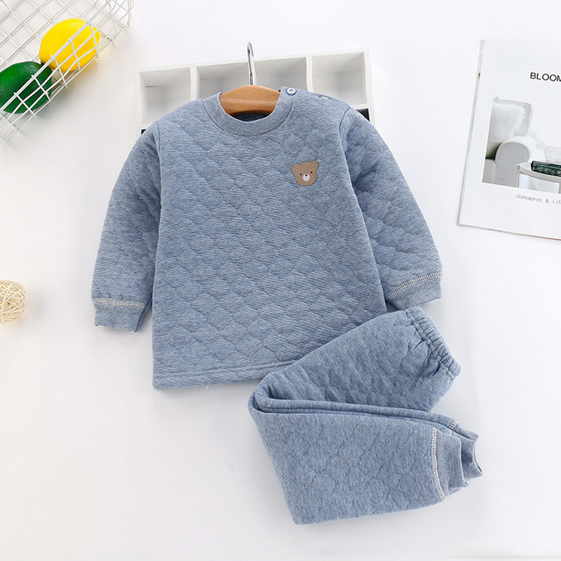 Kid Pajamas Set Boys Girls Cotton-padded Pjs Top and Pants Unisex 3 layers to Keep Thick Warm Clothes Toddler Clothing Clothes 201104