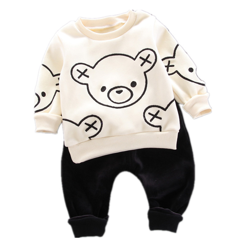 New Autumn Winter Baby Boys Girls Clothes Suits Children Thick T Shirt Pants 2Pcs/sets Toddler Fashion Clothing Kids SportswearX1019