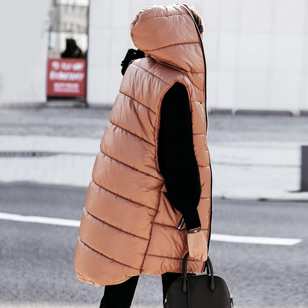 Ultra Light Winter Coat Jacket For Women Sleeveless Zipper Pocket Warm Thick Parka Outerwear Ladies Overcoats Waterproof D30 201201