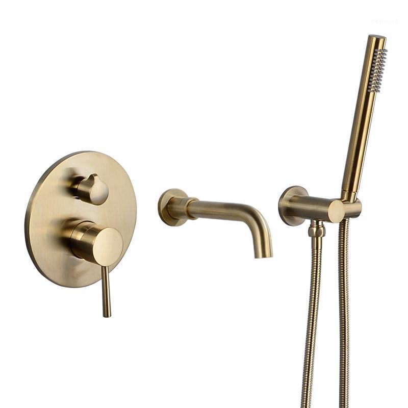 Bathtub Faucet Brass Bathroom Wall Mounted Mixer Tap Shower Faucet Brushed Gold Bath Shower BathTub Set1
Bathtub Faucet Brass Bathroom Wall Mounted Mixer Tap Shower Faucet Brushed Gold Bath Shower BathTub Set1