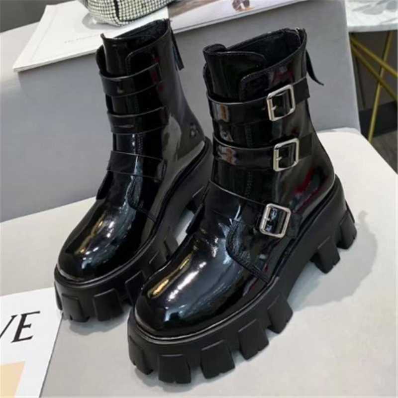 Buckle Boots Non-Slip Boots Splice Short Platform Motorcycle Boot Cow Patent Leather Shoes Wearable Women, As show
Buckle Boots Non-Slip Boots Splice Short Platform Motorcycle Boot Cow Patent Leather Shoes Wearable Women, As show