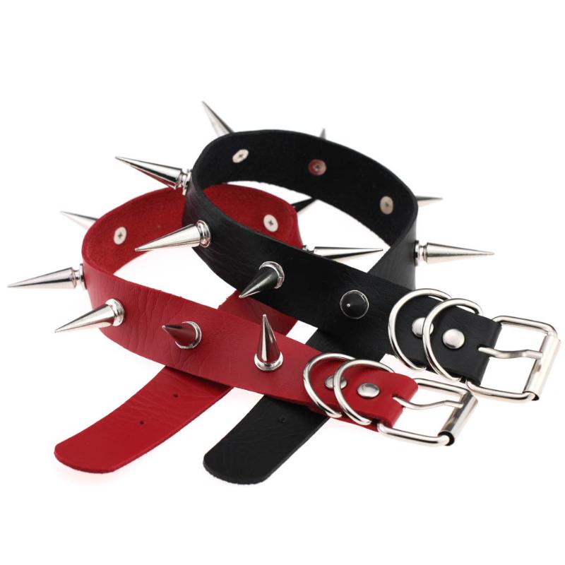 Punk Harajuku Choker Emo Spike Collar Female Women Men Leather Studded Rivets Grunge Necklace egirl Goth Jewelry Accessories