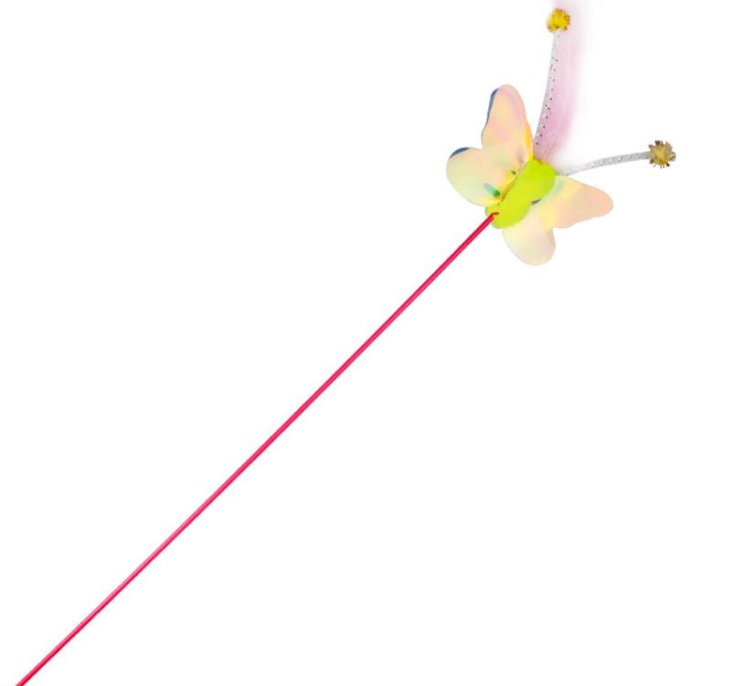 Cat Feather Teaser Wand Fun Pet Kitten Kitty Playing Toy Interactive Fishing Pole Stick Catcher Exerciser with Dragoy Butterfly