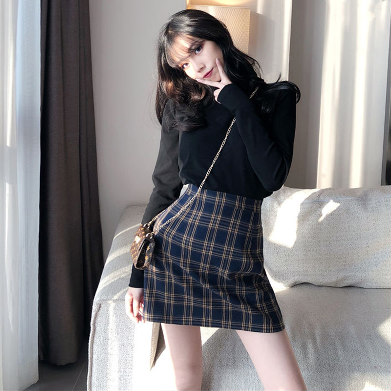 TIGENA Vintage Plaid Skirts Women 2019 Summer Korean Fashion A-line High Waist Skirt Female Sexy Mini Short Checked Skirt School T200712