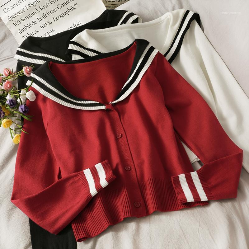 2021 New Striped Sailor Collar Short Single-Breasted Cardigan Sweater Women's Autumn and Winter Loose Long-Sleeved Knitwear Top1, Black
2021 New Striped Sailor Collar Short Single-Breasted Cardigan Sweater Women's Autumn and Winter Loose Long-Sleeved Knitwear Top1, Black