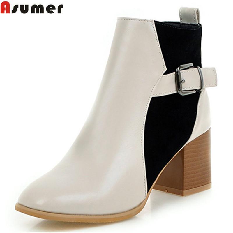 Asumer fashion new arrive women boots square toe zipper buckle ankle boots gray beige high quality pu ladies mixed colors
Asumer fashion new arrive women boots square toe zipper buckle ankle boots gray beige high quality pu ladies mixed colors