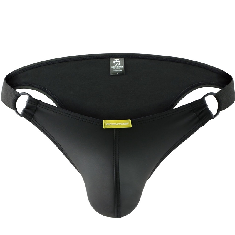 KUDYZON Men Sexy Underwear PU Leather Mens Briefs Stretch Gay Underpants Exotic Male Panties Low Waist Homme Jockstraps 201112