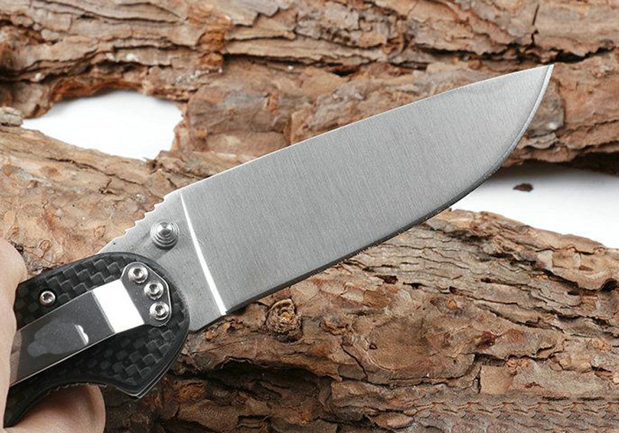 High Quality Pocket Folding Knife 8Cr13Mov Drop Point Satin Finish Blade Carbon Fiber + Stainless Steel Sheet Handle Ball Bearing Kniv