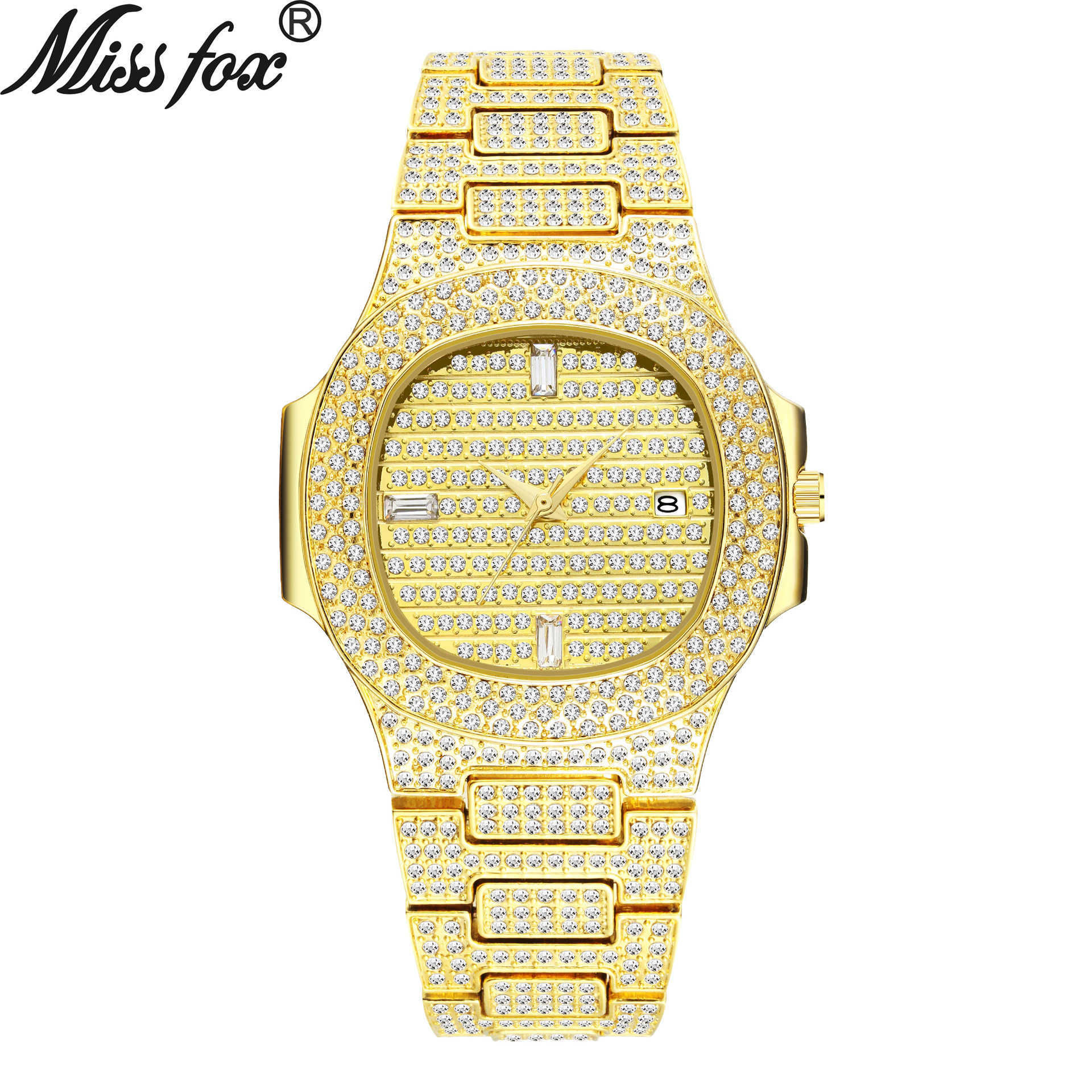 Missfox watch high-end fashion calendar diamond studded sky star waterproof quartz men's Watch, Golden face
Missfox watch high-end fashion calendar diamond studded sky star waterproof quartz men's Watch, Golden face