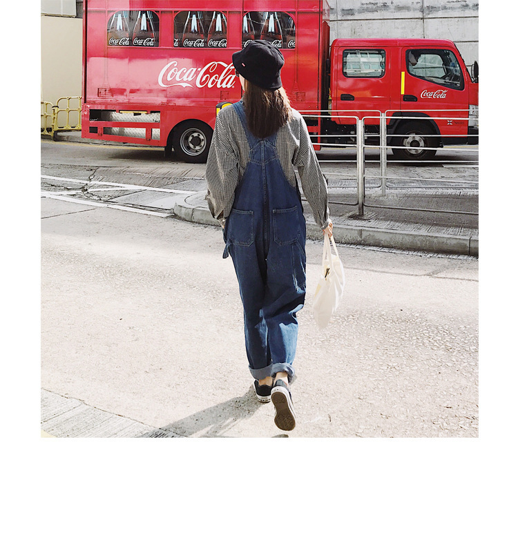 Qooth Vintage High Waist Jeans Overalls Women Big Pockets Denim Romper Ladies Wide Leg Harem Jumpsuits Capri Jeans QH2280 201105