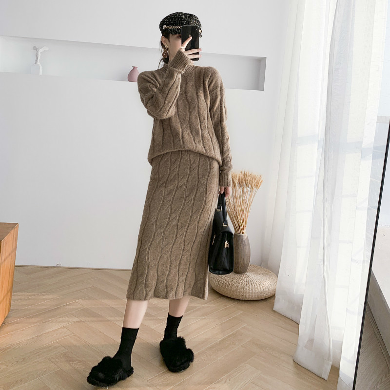 2021 New Feminine Thicken Two Loose Solid Mock Neck Mesh Pullover Jumper Mid Calf Skirts Straight Lady From Office Heating Set CSZA, Pink.
2021 New Feminine Thicken Two Loose Solid Mock Neck Mesh Pullover Jumper Mid Calf Skirts Straight Lady From Office Heating Set CSZA, Pink.