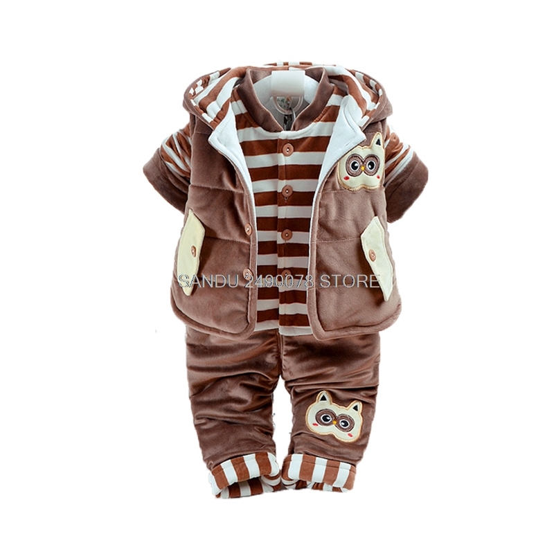 Winter Newborn Baby Boy&Girl Clothing Set for Infant Kids Flannel Cotton Padded Clothes 3pcs Children Warm Outerwear Suits Y1105