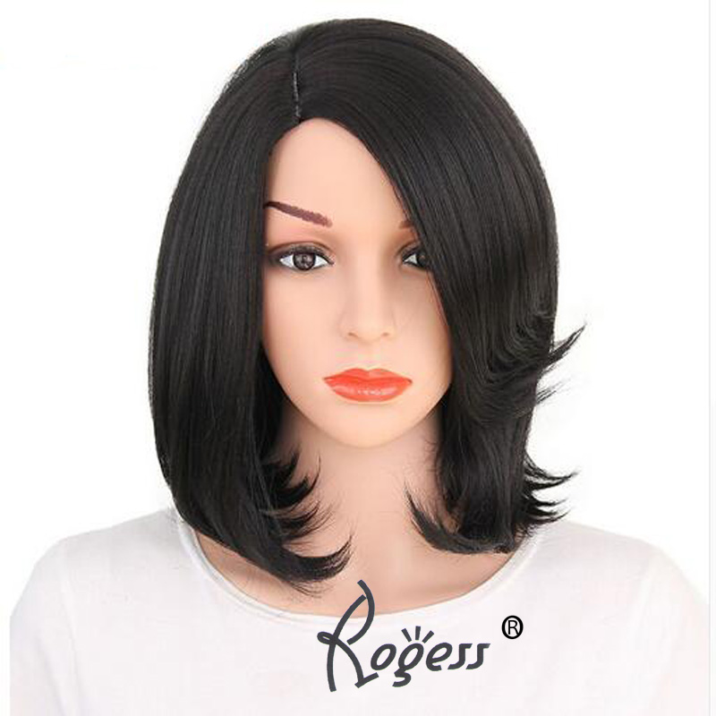 Short Wavy Hair Cosplay Wig Party Black Heat Resistant Fashion Women Synthetic Free Wig Cap