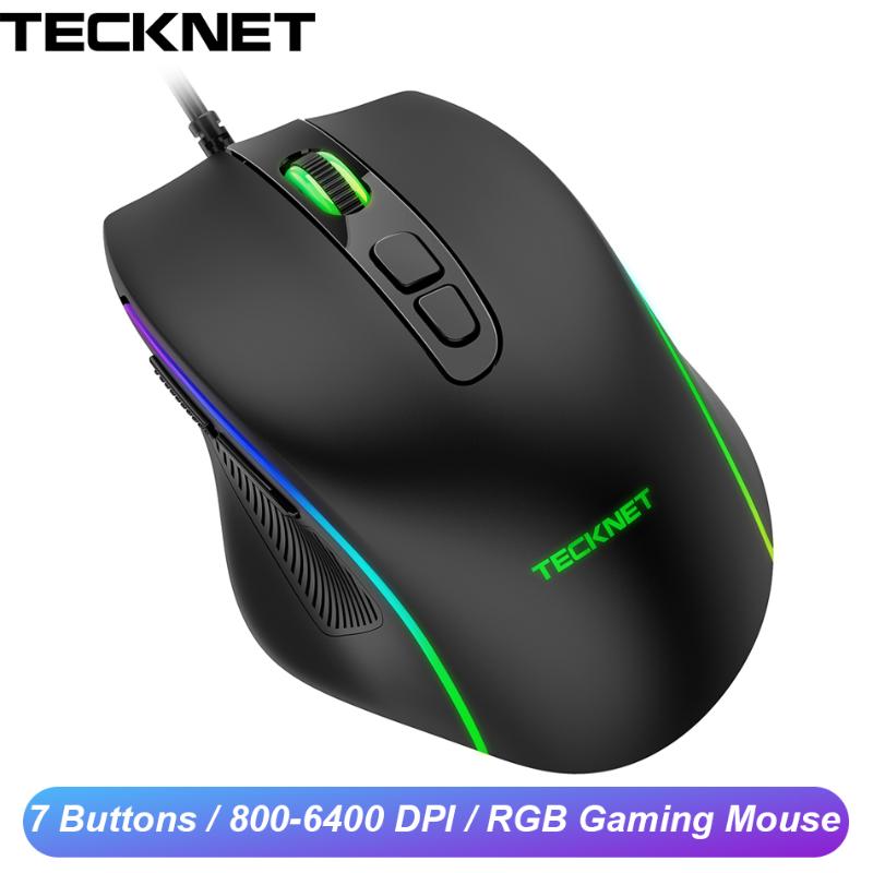 Tecknet Wired RGB Gaming Mouse 7 Buttons 800 - 6400 DPI Ergonomic RGB Light Optical Mouse Gamer For PC Laptop
Tecknet Wired RGB Gaming Mouse 7 Buttons 800 - 6400 DPI Ergonomic RGB Light Optical Mouse Gamer For PC Laptop