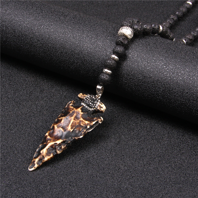Tibetan Natural agat lava stone strand beads necklace Cow Bull Ox Head tooth Skull Charms necklace Men Women amulet Lucky Gift 201014