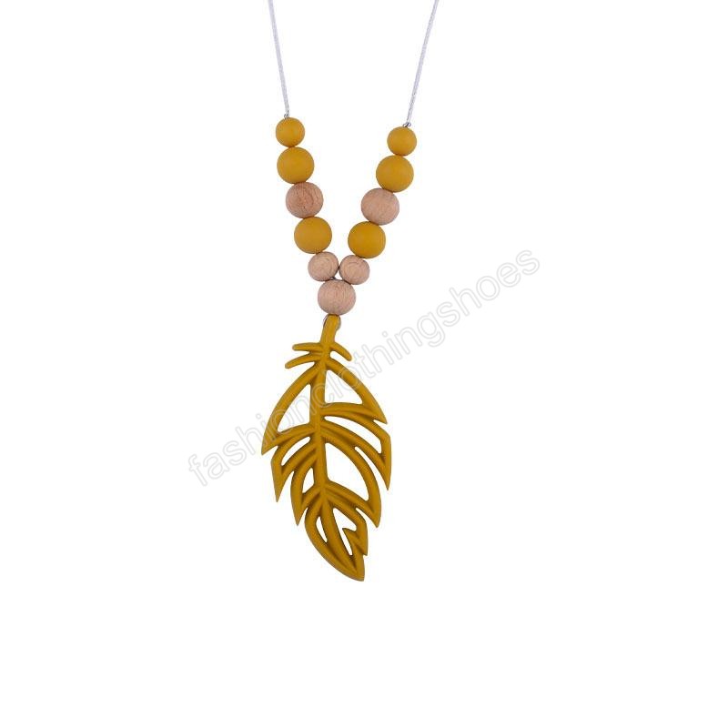 Silicone Leaves shape Teether necklace Baby tree leaf Teething Toy Nursing Soothers infant Chewable Sensory Teethers Pendant