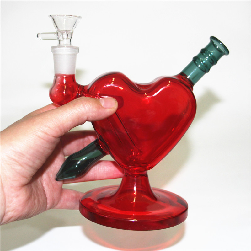 

Glass Hookahs Water Pipes love heart shape Smoke Pipe Bong Oil Rigs Hookah Dab Rig Dry Herb Vap bongs Smoking Accessories ash catcher nectar collector