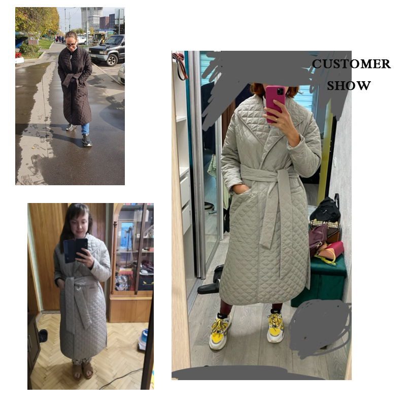 Toppies autumn winter coat womens argyle long jacket thin parkas double breasted belt coat plaid 201103wtt