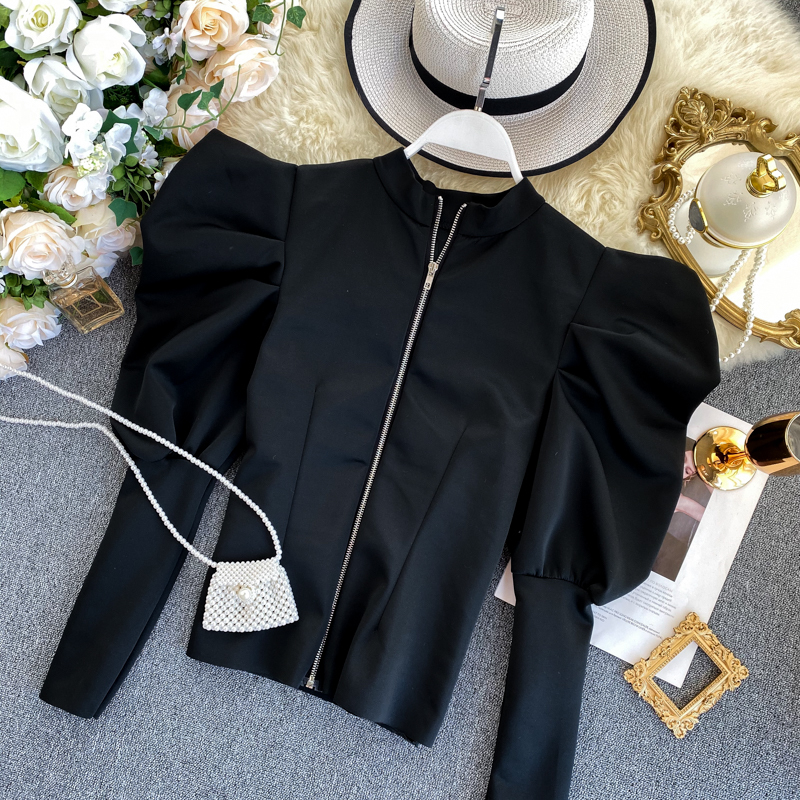 Retro Puff Sleeve Women's Blouse | Versatile Before And Back Wear Chic French Style Collection B4