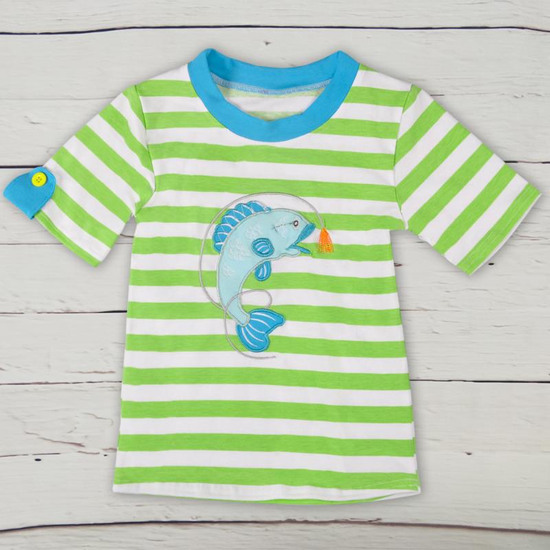 Summer Boy Style Kids Outfits Persnickety Boys Short Sleeve Fish Pattern Embroidery Green T-shirt BSY802-015
Summer Boy Style Kids Outfits Persnickety Boys Short Sleeve Fish Pattern Embroidery Green T-shirt BSY802-015