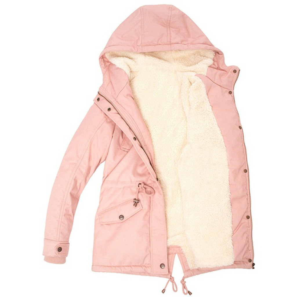Casual Winter Jacket Women Warm Coat Winter Women Long Sleeve Pure Color Fleece Thickening Women Parkas Outwear 201127
