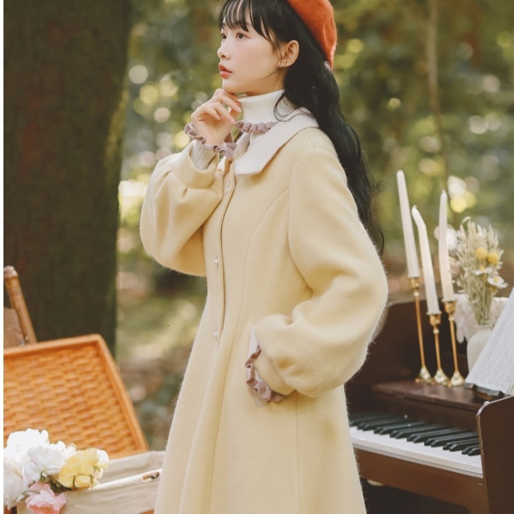 2021 New Autumn Wear Medium-length Female Jacket Hepburn Style Literature and Retro Art Wool Medium Coat ERUS, Yellow
2021 New Autumn Wear Medium-length Female Jacket Hepburn Style Literature and Retro Art Wool Medium Coat ERUS, Yellow