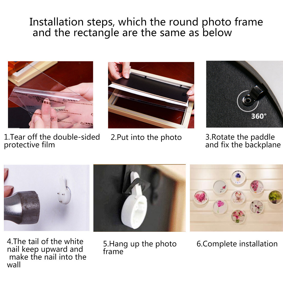 Picture Frame Round Frames for Pictures DIY Hanging Wall Mounted Photo Holder Home Decor 201211 H260306