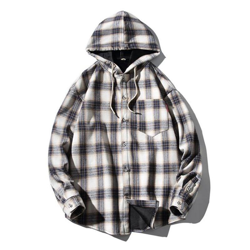 Winter Casual Plaid Hooded Velvet Thickened Warm Men Shirt Men' Cotton Loose Long Sleeve Shirts male, Khaki
Winter Casual Plaid Hooded Velvet Thickened Warm Men Shirt Men' Cotton Loose Long Sleeve Shirts male, Khaki