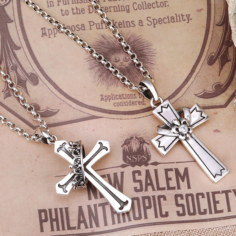 925 sterling silver necklace pendants American European vintage jewelry antique silver cross handmade designer pendants gift for men women