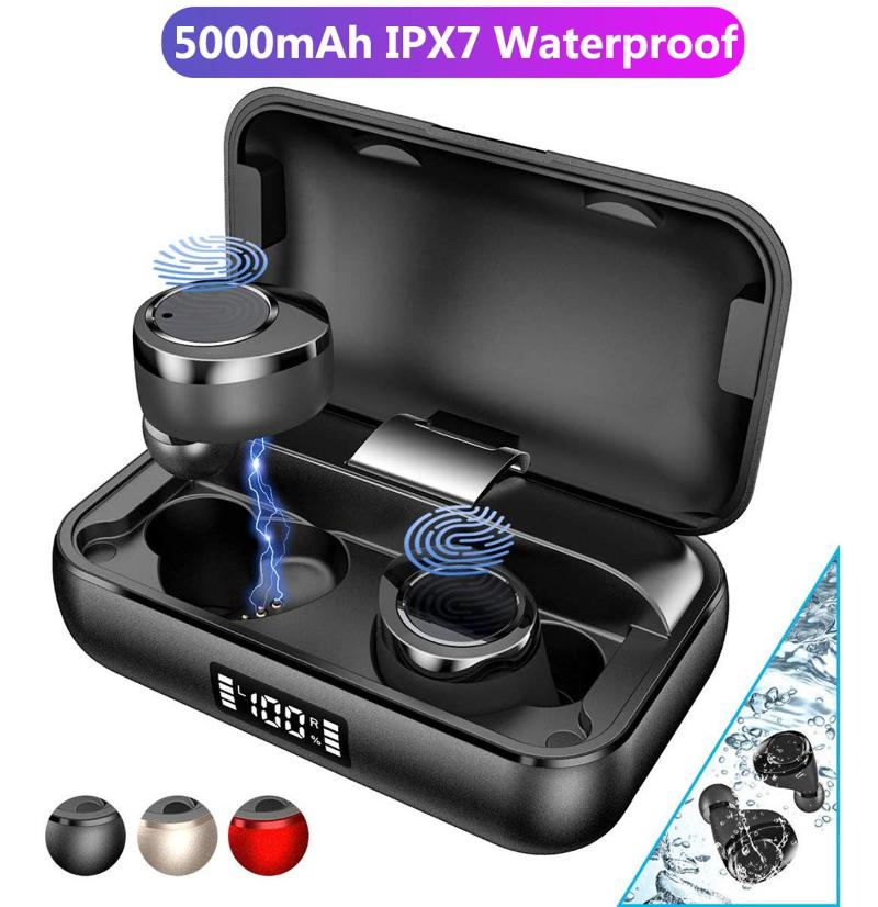 Wireless Headphone X13 TWS 5.0 Bluetooth Earphone Stereo Headset IPX7 Waterproof Earphone 5000mAh LED Smart Power Bank, Red
Wireless Headphone X13 TWS 5.0 Bluetooth Earphone Stereo Headset IPX7 Waterproof Earphone 5000mAh LED Smart Power Bank, Red
