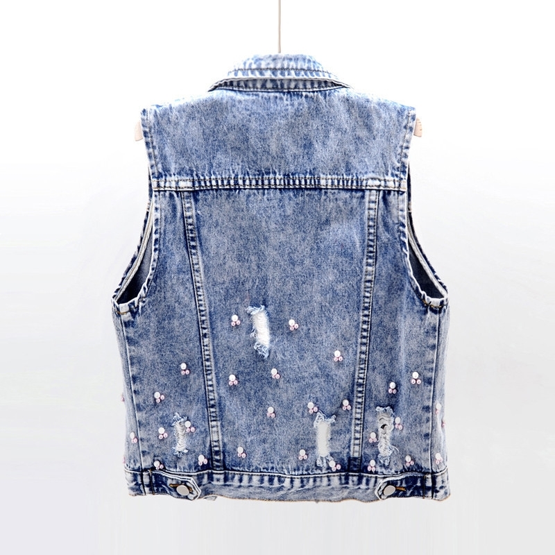 2021 No Sleeves Female New Korean Spring Beads Bloom Short Fashion Vest Torn Thin Waistcoat Candy Jeans Jacket B4X1 ADSO, Light blue.
2021 No Sleeves Female New Korean Spring Beads Bloom Short Fashion Vest Torn Thin Waistcoat Candy Jeans Jacket B4X1 ADSO, Light blue.