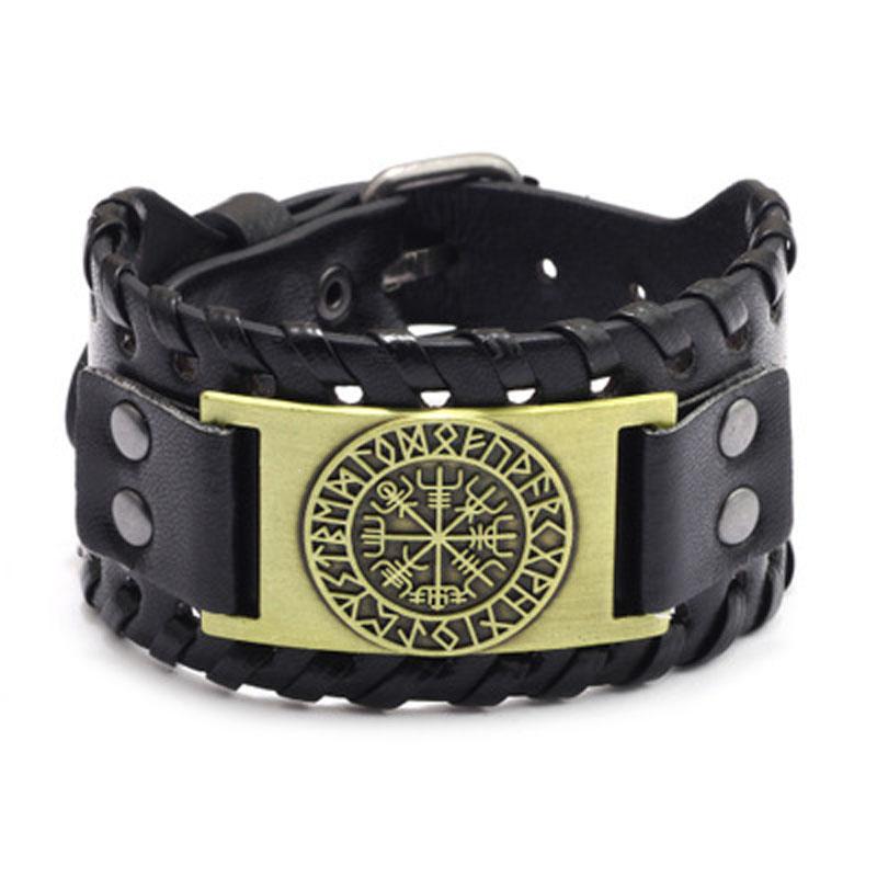 Retro Men's Bracelets Black Brown Viking Norse Vegvisir Nordic Bracelet with Runic Compass Celtic Pagan Jewelry of Talisman
Retro Men's Bracelets Black Brown Viking Norse Vegvisir Nordic Bracelet with Runic Compass Celtic Pagan Jewelry of Talisman